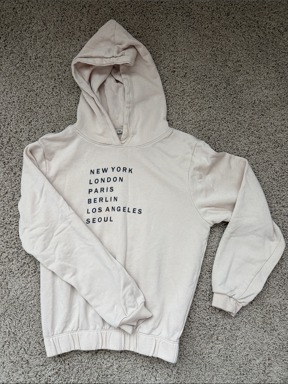 H&M Cream City Names Hoodie Size 8-10Y